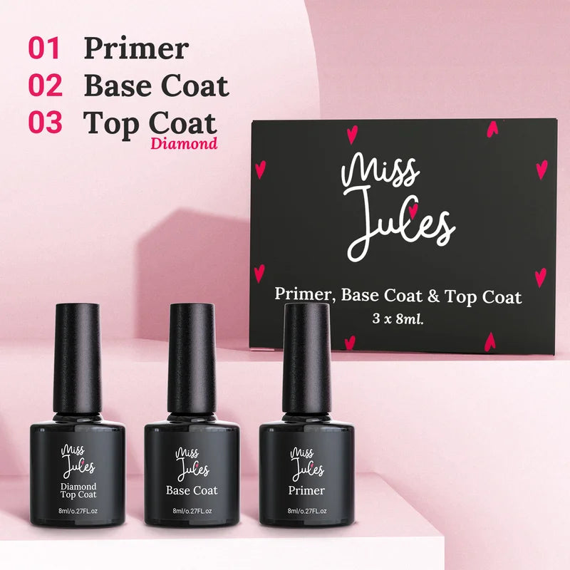 Miss Jules - Primer, Base Coat & Top Coat 24ml