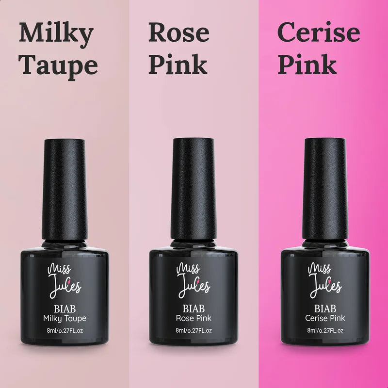 Miss Jules - BIAB Starter Pakket Milky Taupe, Rose Pink, Cerise Pink