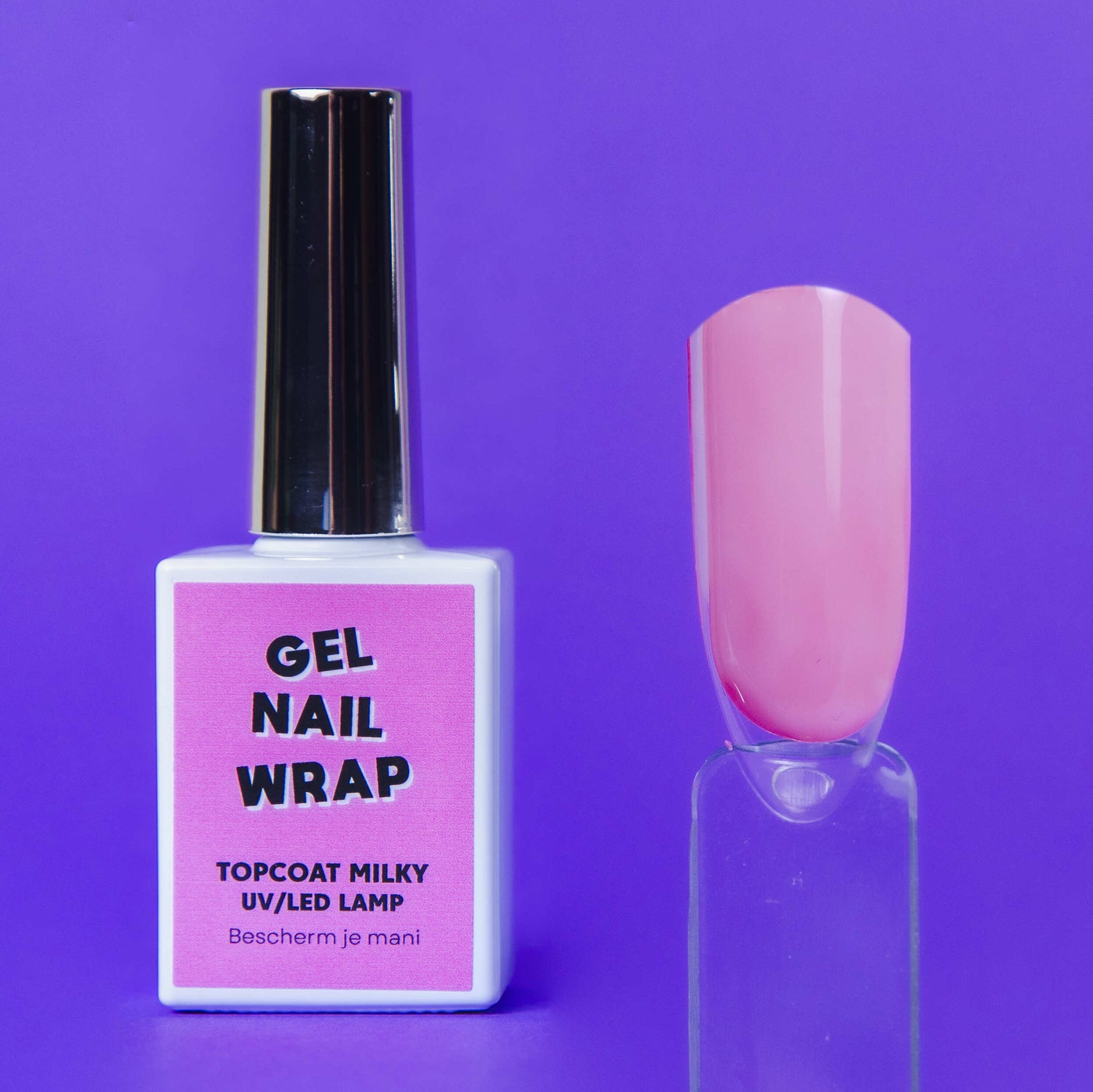 Resultaat Milky topcoat UV/LED &amp; XL flacon voor nagel wraps