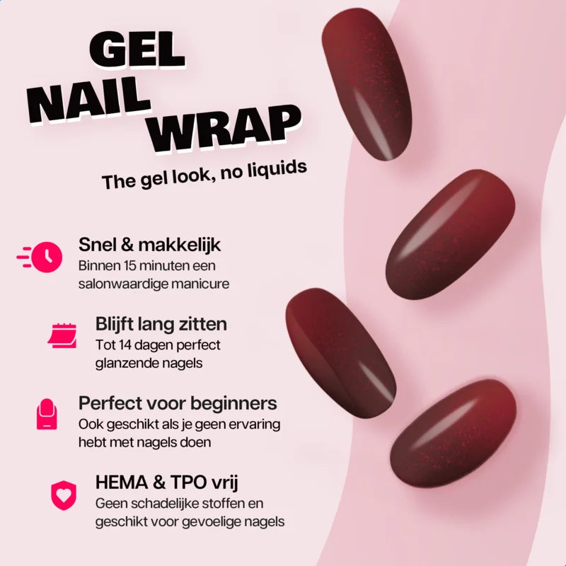 Gel Nail Wrap Starterset Shimmer Red