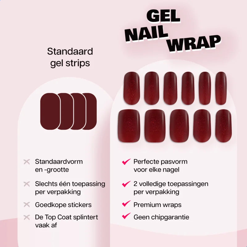 Gel Nail Wrap Starterset Shimmer Red