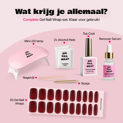 Gel Nail Wrap Starterset Shimmer Red