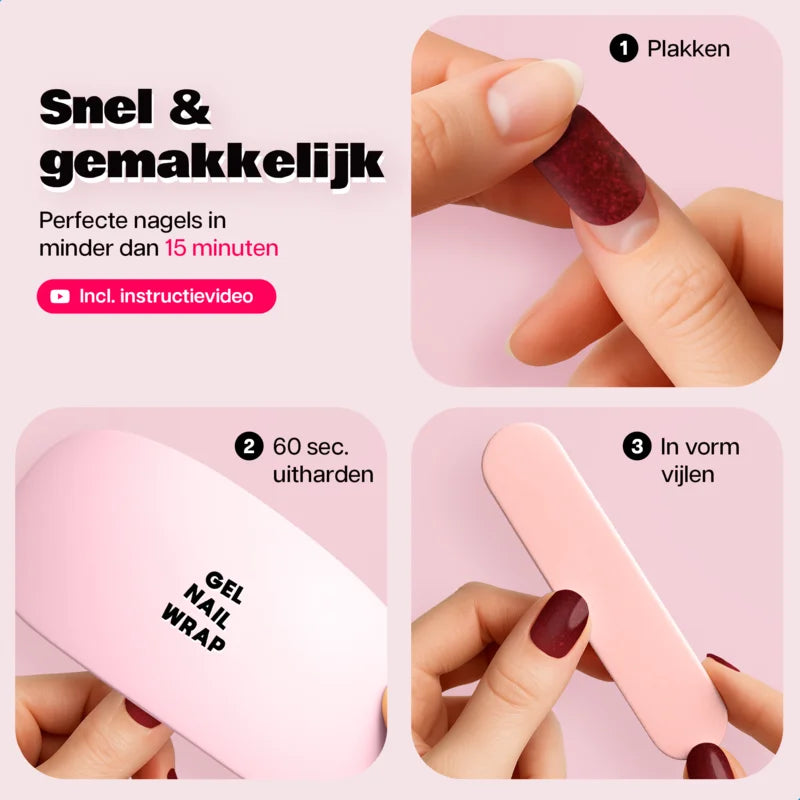 Gel Nail Wrap Starterset Shimmer Red