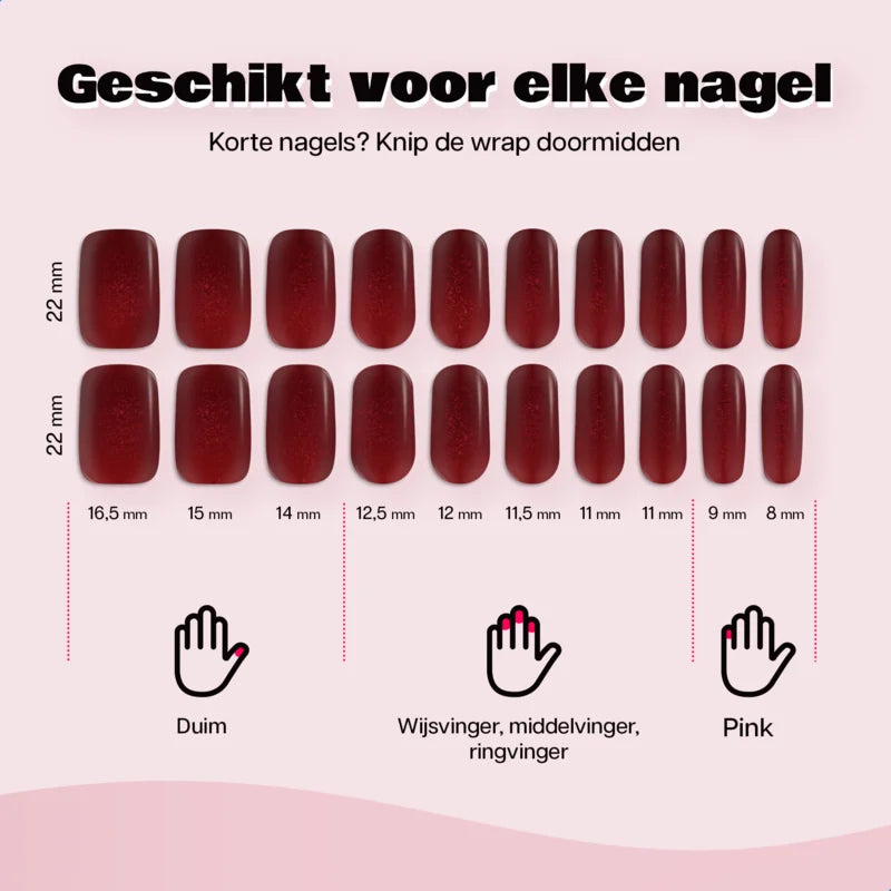 Gel Nail Wrap Starterset Shimmer Red