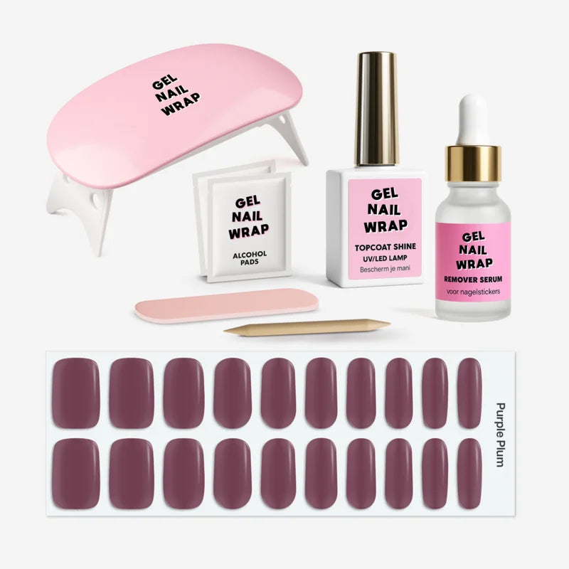 Gel Nail Wrap Starterset Purple Plum