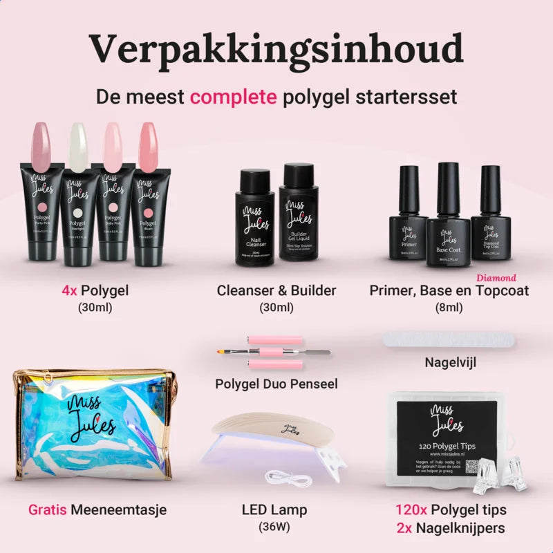 Polygel Starter Set 4 kleuren