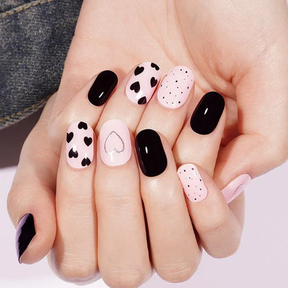 Black Pink Mood gel nagelstickers met zwart en roze tinten