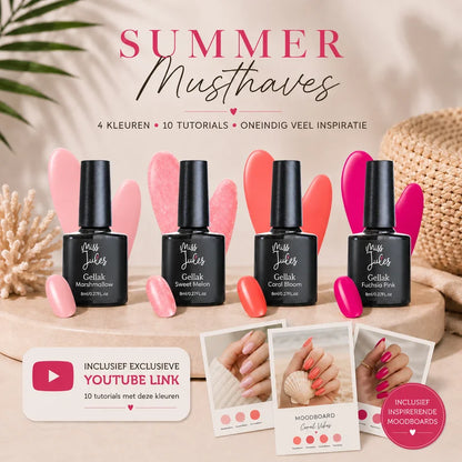 Miss Jules - Summer Musthaves gellak set met 4 zomerkleuren en nail art pen