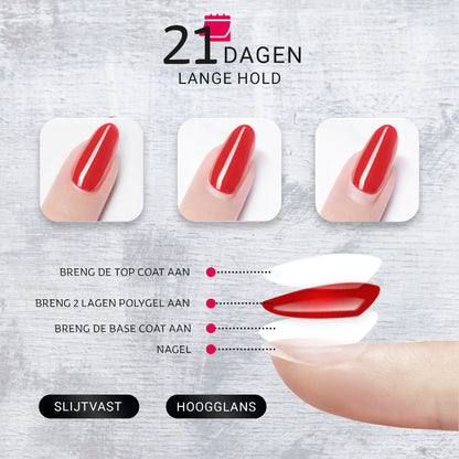 Miss Jules - Gellak Nagellak Set 6 Delig Rood, Wit, Creme, Glitter