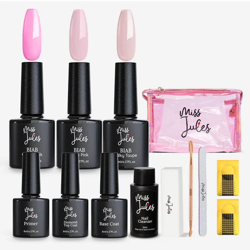 Miss Jules - BIAB Starter Pakket Milky Taupe, Rose Pink, Cerise Pink