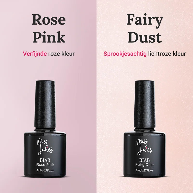 Miss Jules - BIAB Starter Pakket Rose Pink, Fairy Dust, Professionele LED/UV Lamp