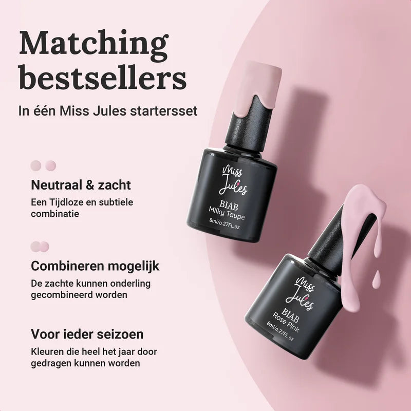 Miss Jules - BIAB Starter Pakket Milky Taupe, Rose Pink, bestsellers